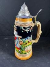 WESTERN GERMANY BEER STEIN - PEWTER LID