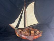 VINTAGE WOOD SAILBOAT FIGURE