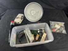 LOT - ASSORTED ELECTRICAL, WORKLIGHT, ADAPTORS, ETC