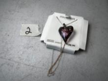 STERLING SILVER NECKLACE - SWAROVSKI ELEMENT HEART SHAPED PENDANT
