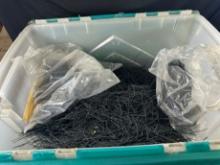 LOT - LARGE TOTE OF TWINE, ETC - BLACK