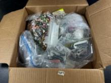 LOT - BOX OF BEADS, FINDINGS, SUPPLIES, ETC