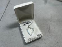 STERLING SILVER NECKLACE - SWAROVSKI ELEMENT CLEAR HEART SHAPED PENDANT