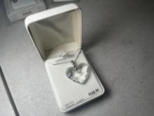 STERLING SILVER NECKLACE - SWAROVSKI ELEMENT HEART SHAPED PENDANT