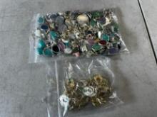 ASSORTED STONE PENDANTS, EARRINGS, ETC (2 BAGS)
