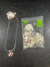 SETS - EARRINGS / NECKLACE USA HEARTS