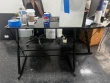 TINTED GLASS L-SHAPED COMPUTER DESK - APPROX 52"x 50"