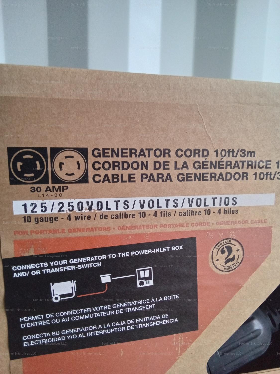 Generac 10ft 30amp Power Chord