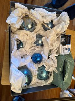 Blue Christmas glass bulbs
