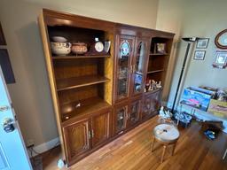 90 inch wide x 74 inch tall wood hutch 3 piece set, lighted