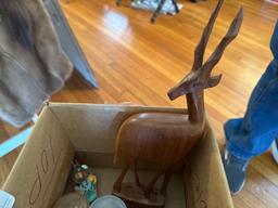 Wood deer, glass vase and more!