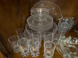 Vintage Imperial candle wick ball footed glassware, ball footed plates