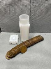 Full roll of wheat cents in tube