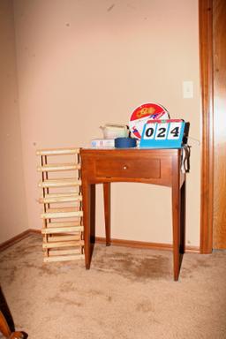 Sewing Machine with Cabinet and Accessories