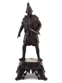Beautiful Large Antique Bronze Figure Statue Of A Japanese Samurai Warrior