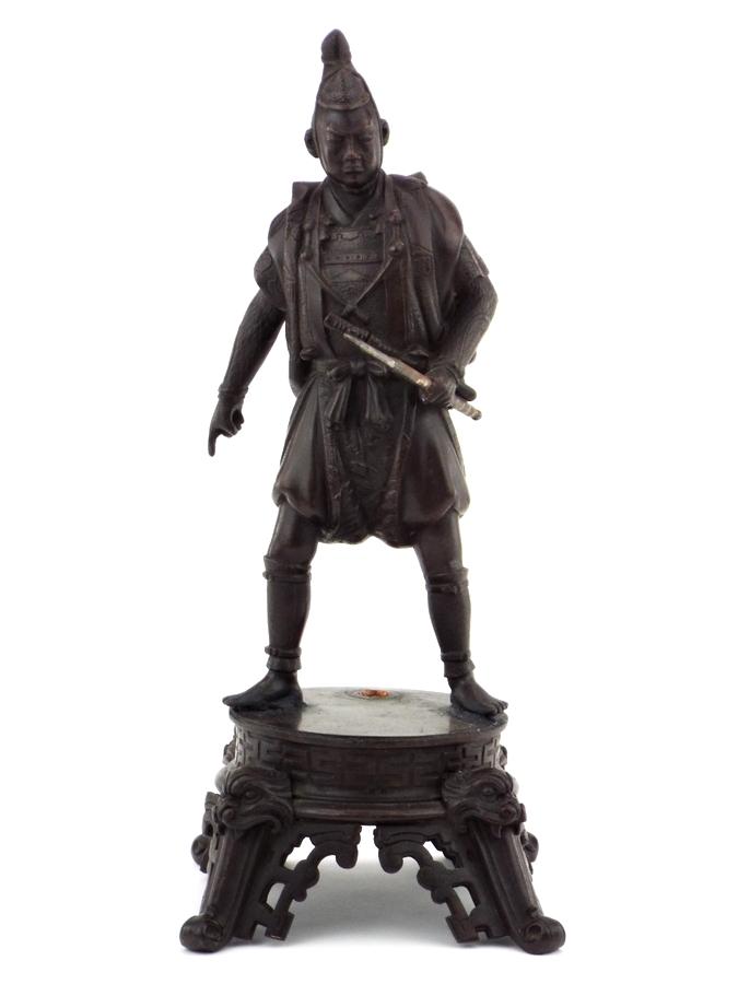 Beautiful Large Antique Bronze Figure Statue Of A Japanese Samurai Warrior