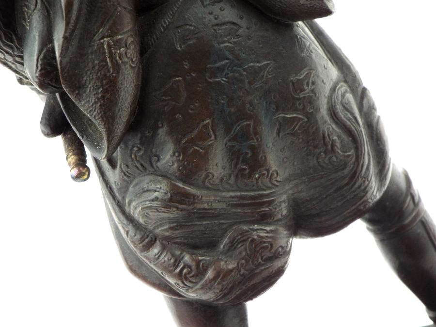 Beautiful Large Antique Bronze Figure Statue Of A Japanese Samurai Warrior