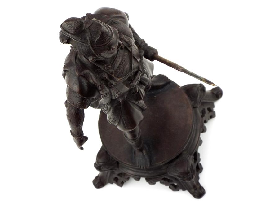 Beautiful Large Antique Bronze Figure Statue Of A Japanese Samurai Warrior