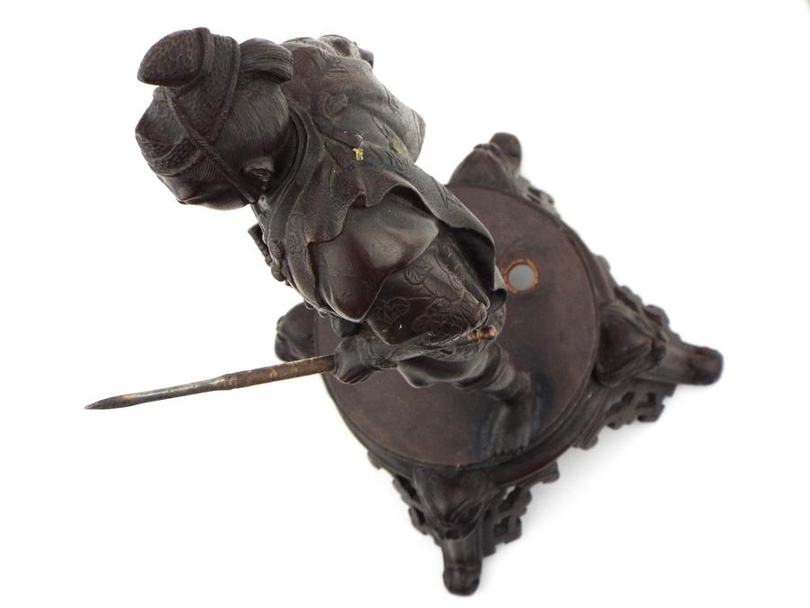 Beautiful Large Antique Bronze Figure Statue Of A Japanese Samurai Warrior