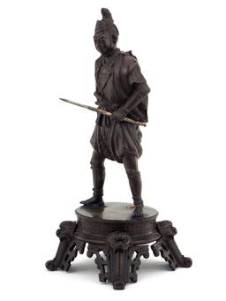 Beautiful Large Antique Bronze Figure Statue Of A Japanese Samurai Warrior