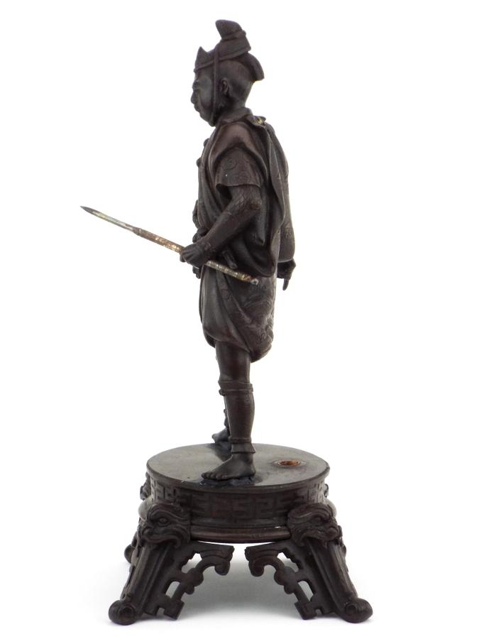 Beautiful Large Antique Bronze Figure Statue Of A Japanese Samurai Warrior