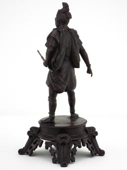 Beautiful Large Antique Bronze Figure Statue Of A Japanese Samurai Warrior