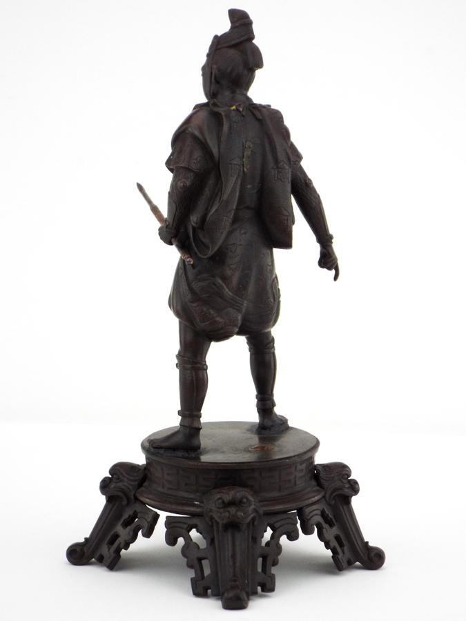 Beautiful Large Antique Bronze Figure Statue Of A Japanese Samurai Warrior