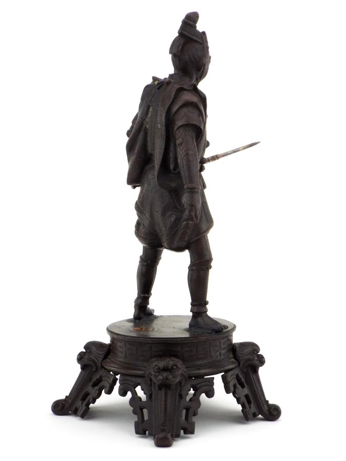 Beautiful Large Antique Bronze Figure Statue Of A Japanese Samurai Warrior