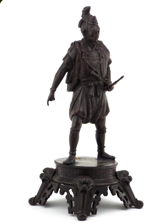 Beautiful Large Antique Bronze Figure Statue Of A Japanese Samurai Warrior