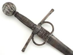 Fantastic Quality 17th C. Irish Or Scottish Broadsword Rapier With Celtic Style Decorations, Strong
