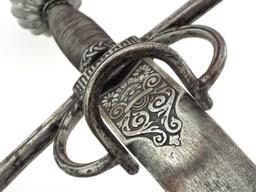 Fantastic Quality 17th C. Irish Or Scottish Broadsword Rapier With Celtic Style Decorations, Strong