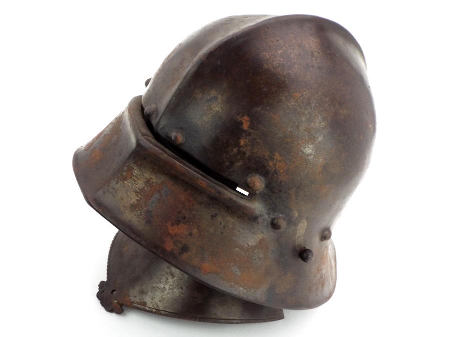Very Nice Gothic German Knights Sallet Helmet Of 15th C. Type, Well Wrought Of Strong Steel With Inn