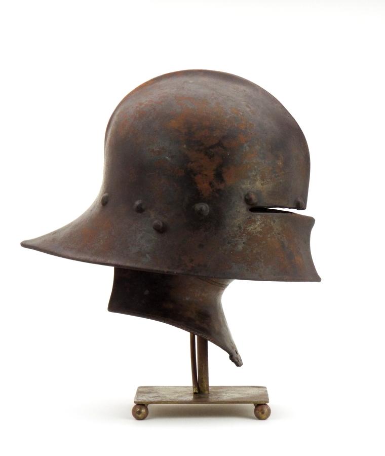 Very Nice Gothic German Knights Sallet Helmet Of 15th C. Type, Well Wrought Of Strong Steel With Inn
