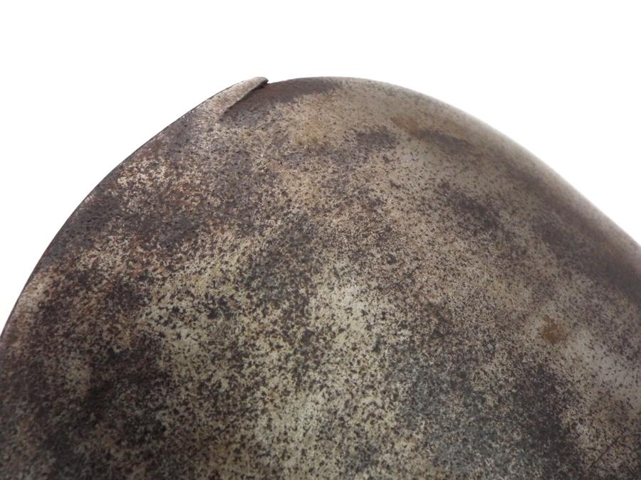 Very Good 17th C. Spanish Conquistador Or Italian Cabasset Morion Helmet With Brass Flowerhead Rivet