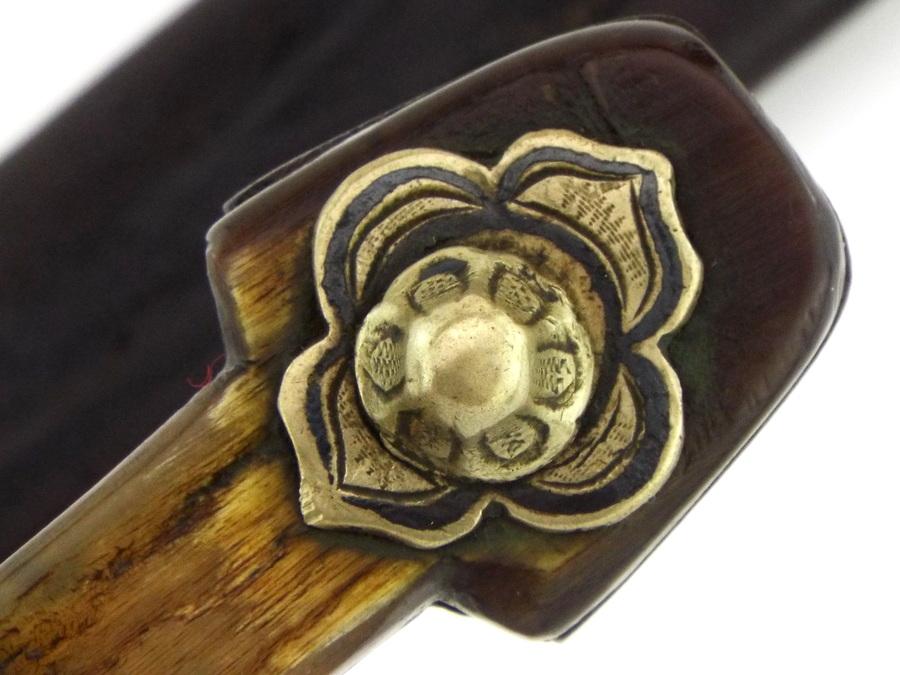 Interesting 19th C. Russian Caucasian Warriors Kinjal Dagger In Gilt Niello Silver Mounts, Blade Inl