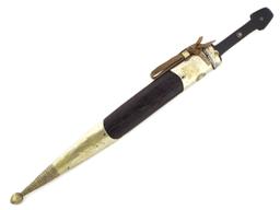 Interesting 19th C. Russian Caucasian Warriors Kinjal Dagger In Gilt Niello Silver Mounts, Blade Inl