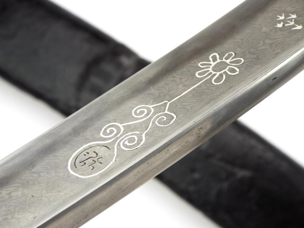 Extraordinary Napoleonic French Officers Yataghan Sword With Finest Ribbon Damascus Blade In Its Gil