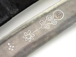 Extraordinary Napoleonic French Officers Yataghan Sword With Finest Ribbon Damascus Blade In Its Gil