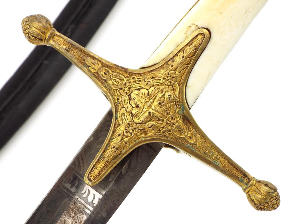 State Of The Art British Hussar Regiment Generalâ€™s Or Top Diplomat Mameluke Sabre With Gilt Chisel