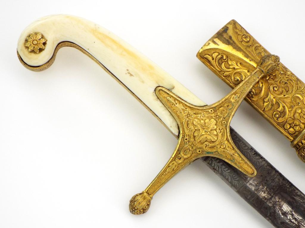 State Of The Art British Hussar Regiment Generalâ€™s Or Top Diplomat Mameluke Sabre With Gilt Chisel
