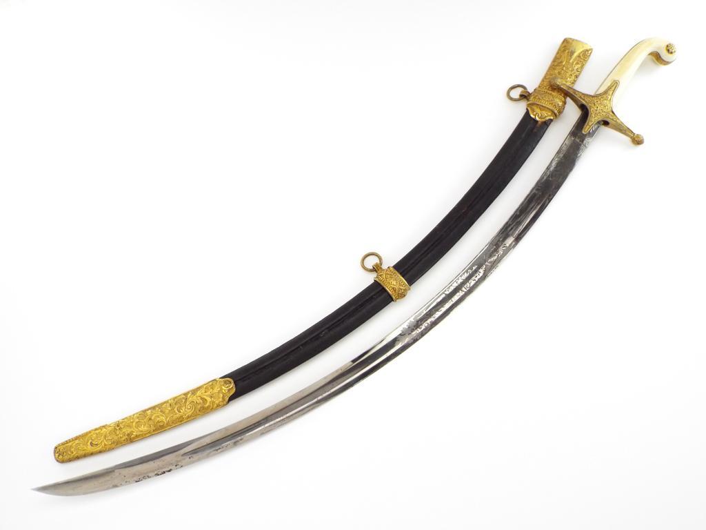 State Of The Art British Hussar Regiment Generalâ€™s Or Top Diplomat Mameluke Sabre With Gilt Chisel