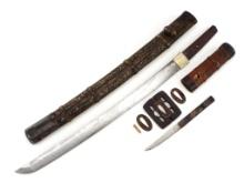 Japanese Edo Heavy Signed True Fighters Samurai Wakizashi Sword
