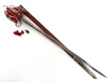 Victorian Black Watch 42rd Scottish Officerâ€™s Basket Hilt Broadsword, Etched Blade