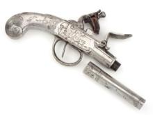 Scarce French Lepage All Steel Flintlock Pocket Pistol With Turn Off Barrel