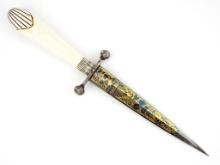 Exquisite 19th. C. Masonic Fraternal Dirk With Gold Gilded Blade And Fine Handle