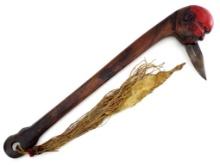 Native American Indian Head War Club With Spear Point Blade