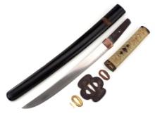 Antique Japanese Samurai WAKIZASHI Sword Dagger. Nice Mounts with SHINTO Blade