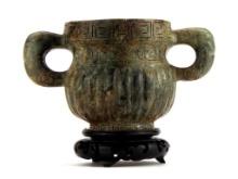 Ancient Chinese Green Jade Carved Dynasty Cup