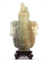 Antique Chinese Green Jade Carved Vase