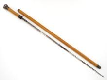 Antique Victorian Silver Mounted Sword Stick With Etched Blade